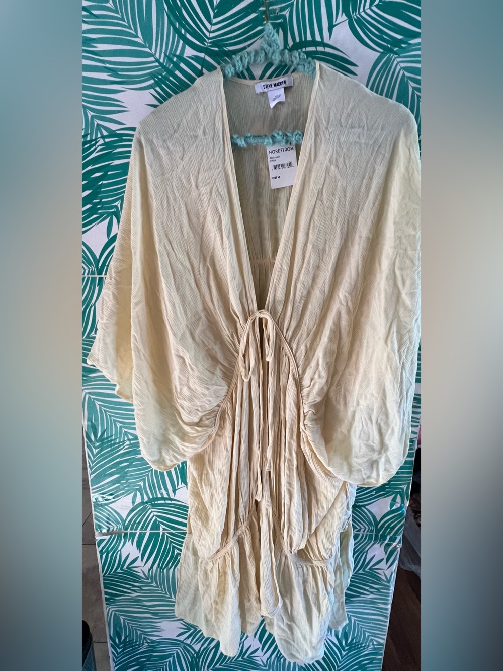 Steve Madden Straw-Cream Lightweight Kimono one size NWT boho